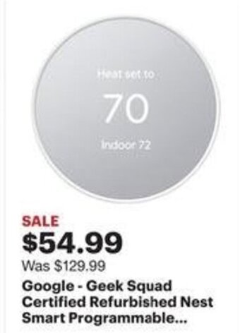 Best Buy Google - Geek Squad Certified Refurbished Nest Smart Programmable... offer