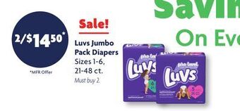 Family Dollar Luvs jumbo pack diapers offer