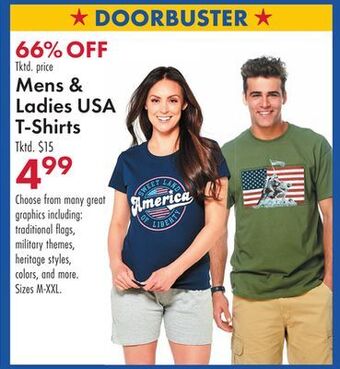 Boscov's Mens & ladies usa t-shirts offer