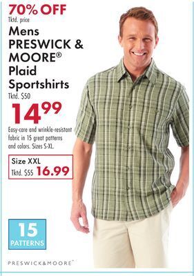 Boscov's Mens preswick & moore® plaid sportshirts offer