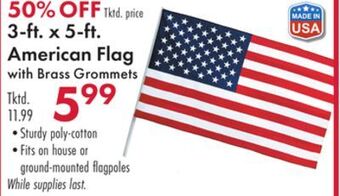 Boscov's 3-ft. x 5-ft. american flag with brass grommets offer