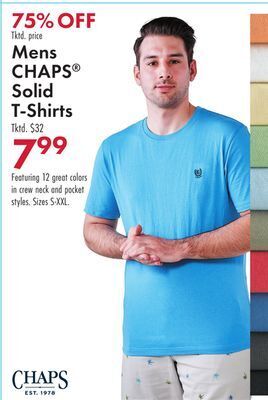 Boscov's Mens chaps® solid t-shirts offer