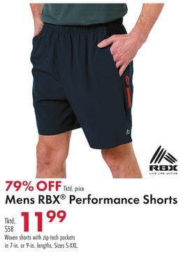 Boscov's Mens rbx® performance shorts offer