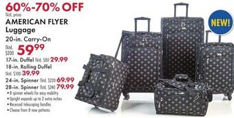 Boscov's American flyer luggage offer