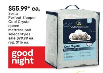 JC Penney Serta perfect sleeper cool crystal queen mattress pad offer