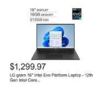 Costco LG gram 16* Intel Evo Platform Laptop - 12th Gen Intel Core... offer
