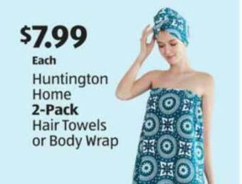 Aldi Huntington Home 2-pack Hair Towels Or Body Wrap offer