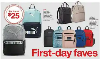 Target Puma And Open Story Jansport Backpacks Startingh $25 offer