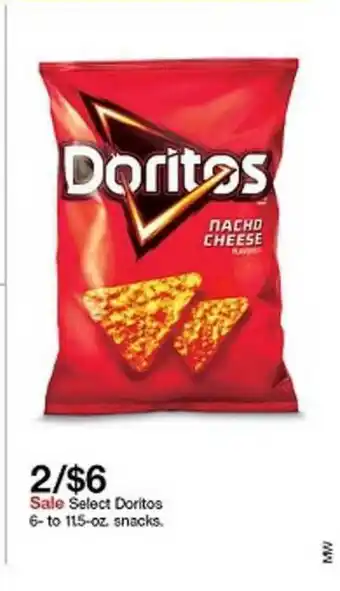 Target 2-$6 Select Doritos 6-11 To 115-oz Snacks offer