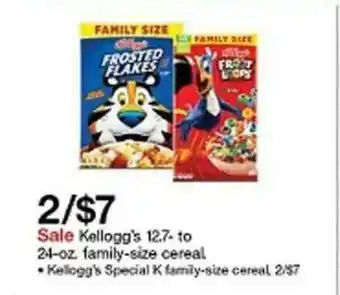Target 2-$7 Kellog'gs 12.7-to 24-oz Family-siza Cereal offer