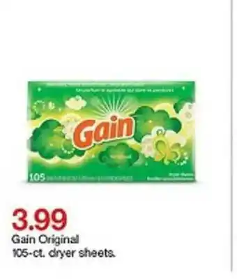 Target 3.99 Gain Original 105-ct. Dryer Sheets. offer
