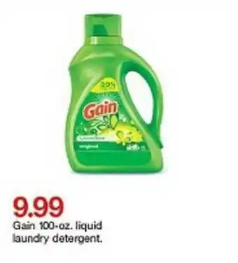 Target 9.99 Gain 100-oz. Liquid Laundry Detergent. offer