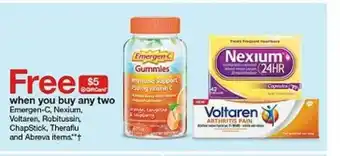 Target Free $5 When You Buy Any Two Emergen-s, Nexium, Voltaren, Robitussin, Chapstick, Theraflu Ang Abreva Items offer