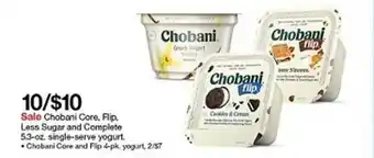 Target 10-$10 Sale Chobani Core, Flip Less Sugar And Complete. offer