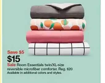 Target Save$5 $15 Room Essentials Twin-xl-size Reversible Microfiber Comforter. offer