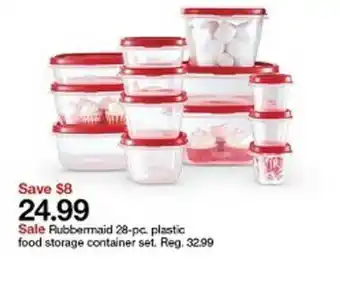 Target Save $8 24.99 Sale Rubbermaid 28-pc, Plastic Food Storage Container Set. offer