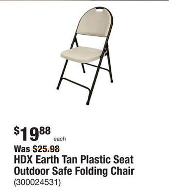 The Home Depot Hdx earth tan plastic seat outdoor safe folding chair offer