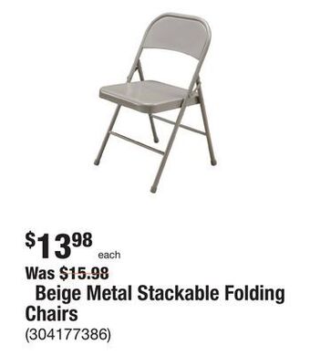 The Home Depot Beige metal stackable folding chairs offer