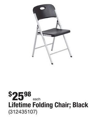 The Home Depot Lifetime folding chair black offer