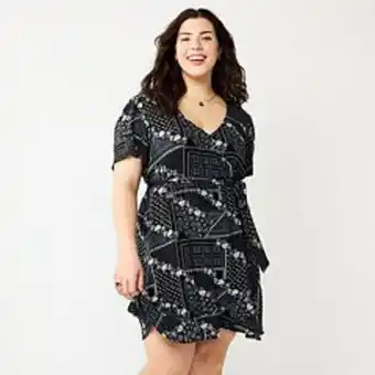 Kohl's Juniors' plus size so® faux-wrap ruffle hem dress offer