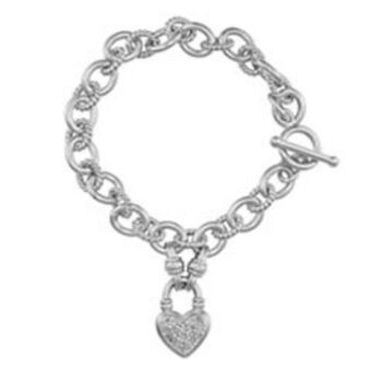 Kohl's Sterling silver 1/4 carat t.w. diamond heart toggle bracelet offer