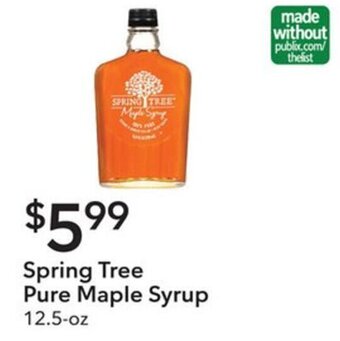 Publix Spring Tree Pure Maple Syrup 12.5-oz offer