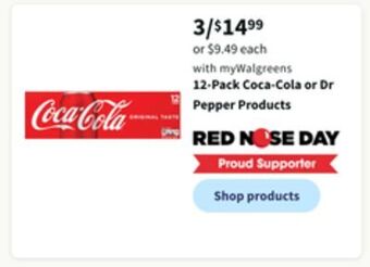 Walgreens 12-pack coca-cola or dr pepper products offer
