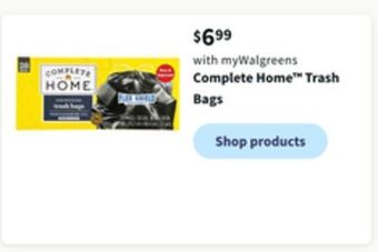 Walgreens Complete home trash bags offer
