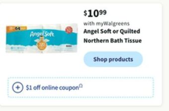 Walgreens Angel soft or quilted northern bath tissue offer