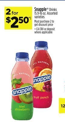 Dollar General Snapple® drinks® offer