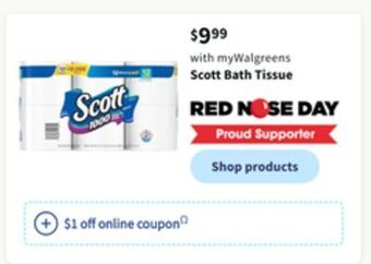 Walgreens Scott bath tissue offer