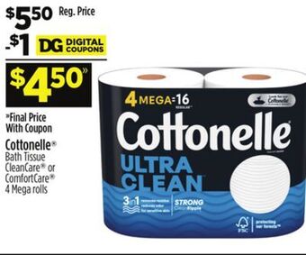 Dollar General Cottonelle® bath tissue cleancare or comfortcare offer