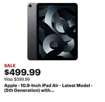Best Buy Apple - 10.9-inch ipad air - latest model - (5th generation) with wi-fi - 64gb - space gray offer