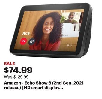 Best Buy Amazon - echo show 8 (2nd gen, 2021 release) | hd smart display with alexa and 13 mp camera - charcoal offer