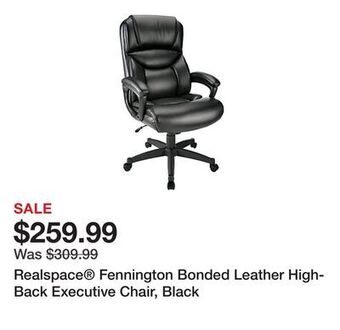 Office Depot Realspace® fennington bonded leather high-back executive chair, black offer