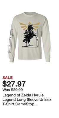 Game Stop Legend of zelda hyrule legend long sleeve unisex t-shirt gamestop exclusive offer