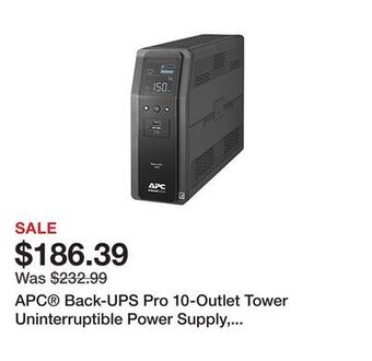 Office Depot Apc® back-ups pro 10-outlet tower uninterruptible power supply, 1,500va/900 watts, bn1500m2 offer