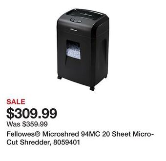 Office Depot Fellowes® microshred 94mc 20 sheet micro-cut shredder, 8059401 offer