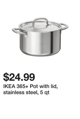 Ikea Ikea 365+ pot with lid, stainless steel, 5 qt offer