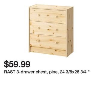 Ikea Rast 3-drawer chest, pine, 24 3/8x26 3/4 offer