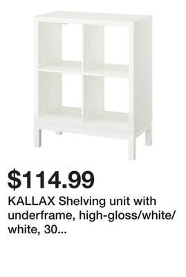 Ikea Kallax shelving unit with underframe, high-gloss/white/white, 30 3/8x37 offer