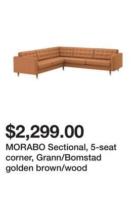 Ikea Morabo sectional, 5-seat corner, grann/bomstad golden brown/wood offer