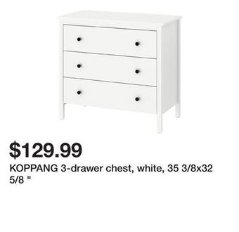 Ikea Koppang 3-drawer chest, white, 35 3/8x32 5/8 offer