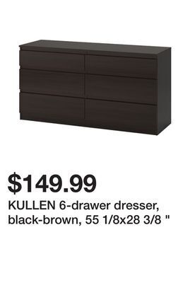 Ikea Kullen 6-drawer dresser, black-brown, 55 1/8x28 3/8 offer
