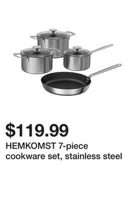 Ikea Hemkomst 7-piece cookware set, stainless steel offer