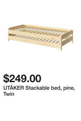 Ikea Utåker stackable bed, pine, twin offer