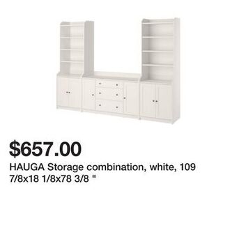 Ikea Hauga storage combination, white, 109 7/8x18 1/8x78 3/8 offer
