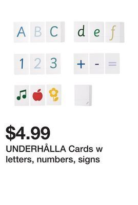 Ikea Underhålla cards w letters, numbers, signs offer