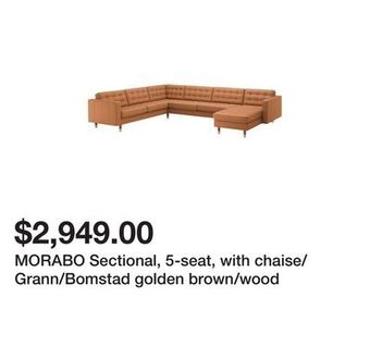Ikea Morabo sectional, 5-seat, with chaise/grann/bomstad golden brown/wood offer