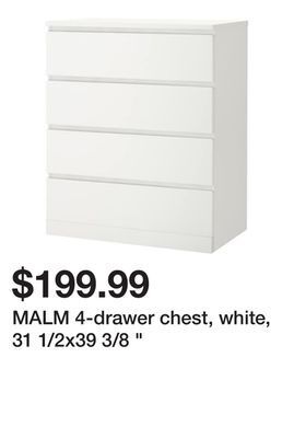 Ikea Malm 4-drawer chest, white, 31 1/2x39 3/8 offer